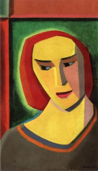 Portrait Of A Woman With Red Hair by Auguste Herbin