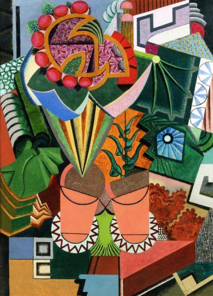 Still Life With Pots Of Flowers by Auguste Herbin Oil Painting Reproductions