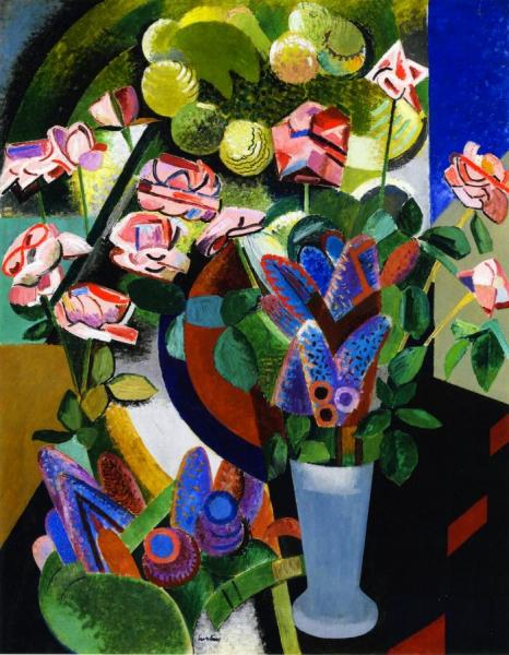 Still Life With Vase Of Flowers by Auguste Herbin