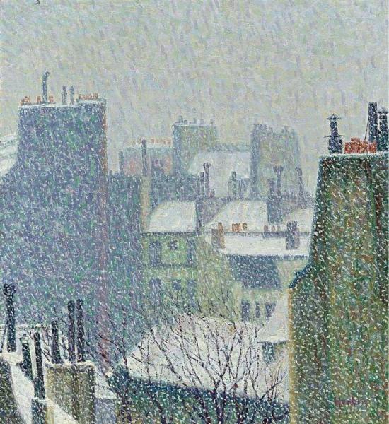 The Roofs Of Paris Under The Snow by Auguste Herbin Oil Painting Reproductions