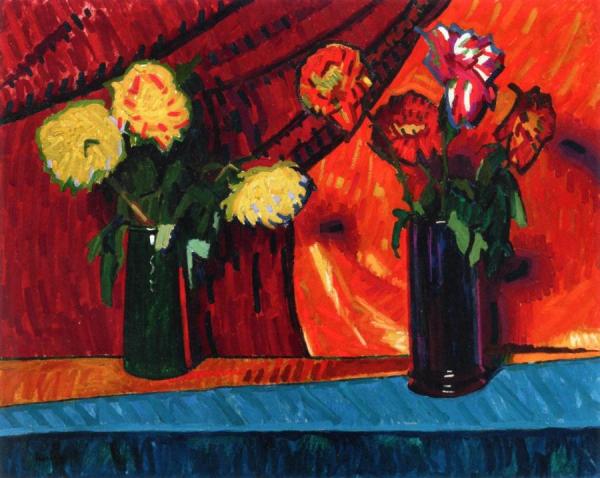 Two Vases Of Flowers by Auguste Herbin