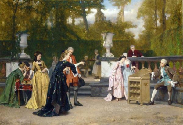 The Charming Opponent by Auguste Serrure Oil Painting Reproductions