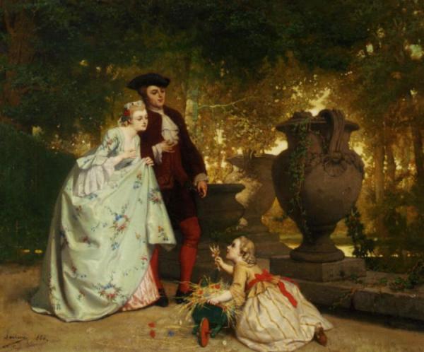 The Little Flower Seller by Auguste Serrure Oil Painting Reproductions