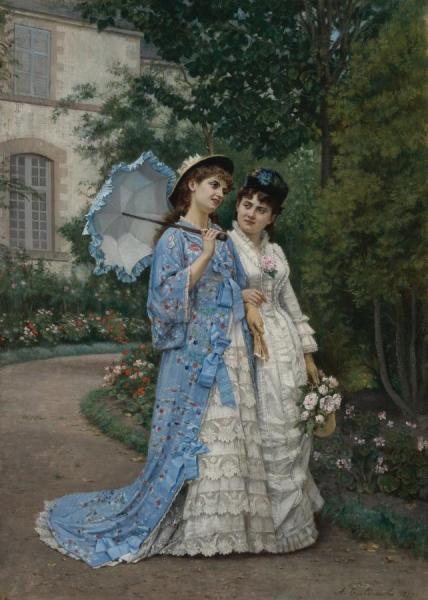 A Garden Stroll by Auguste Toulmouche