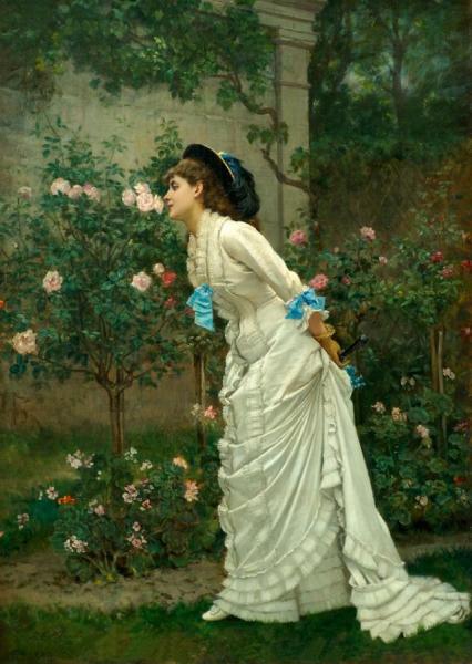 Girl And Roses by Auguste Toulmouche