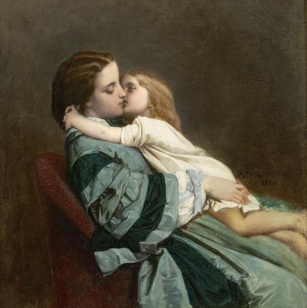 Motherly Love by Auguste Toulmouche Oil Painting Reproductions