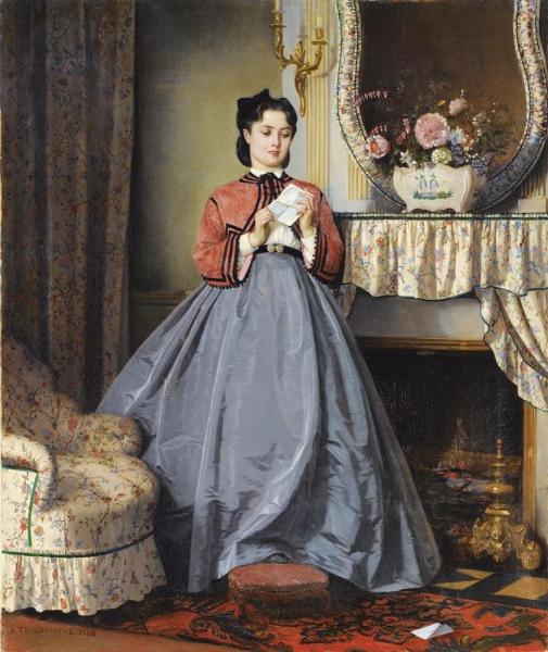 The Love Letter by Auguste Toulmouche Oil Painting Reproductions