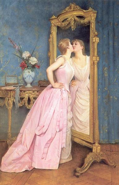 Vanity by Auguste Toulmouche Oil Painting Reproductions