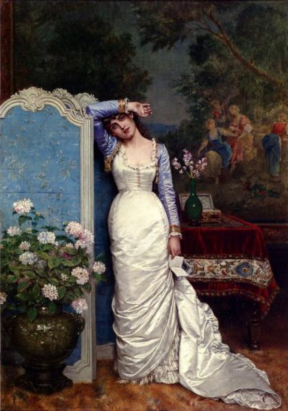 Young Woman In An Interior by Auguste Toulmouche