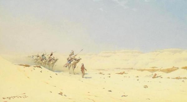 A Bedouin Camel Train by Augustus Osborne Lamplough