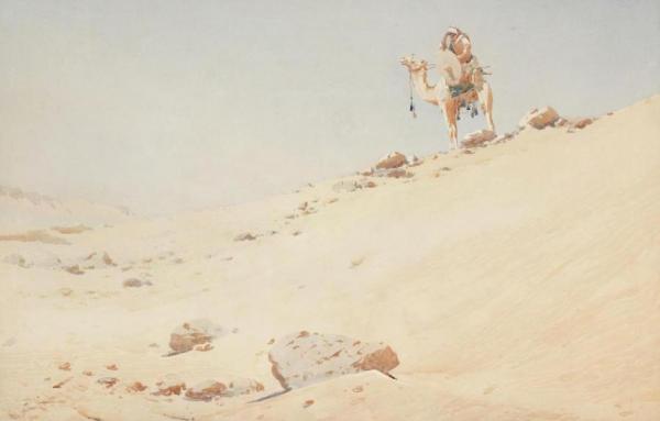 Arab Warrior On A Camel by Augustus Osborne Lamplough