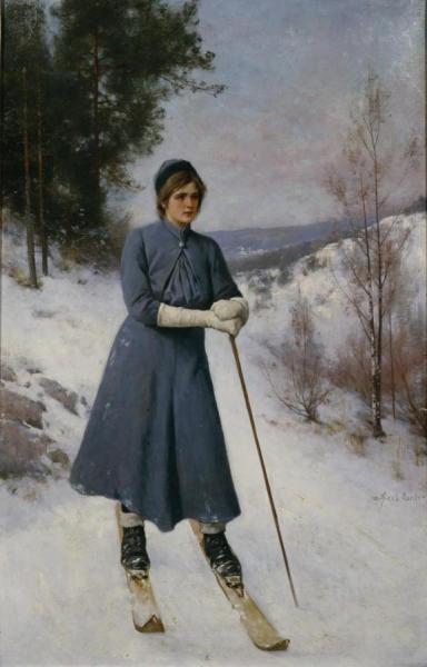 Girl On Skis by Axel Hjalmar Ender