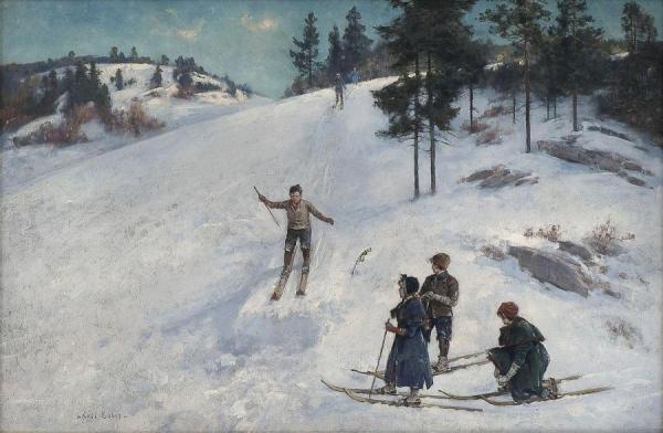 Ski Jump by Axel Hjalmar Ender Oil Painting Reproductions