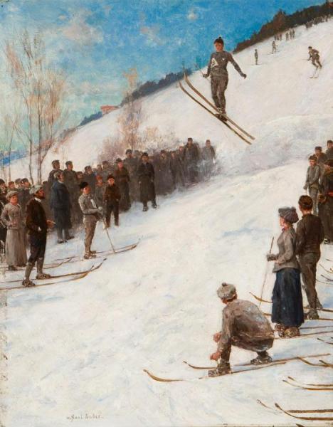 Skiing Competition In Fjelkenbakken by Axel Hjalmar Ender