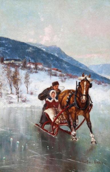 Sledding On The Ice by Axel Hjalmar Ender