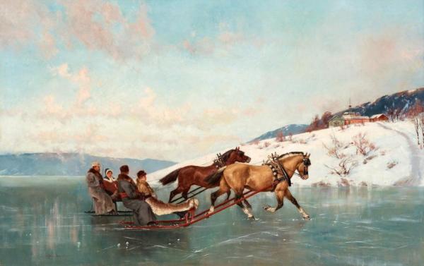 Sleigh Ride by Axel Hjalmar Ender Oil Painting Reproductions