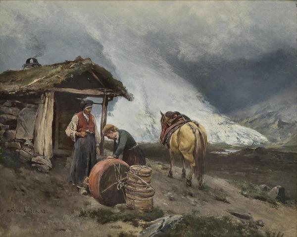 Summer Mountain Farming In Briksdalen by Axel Hjalmar Ender