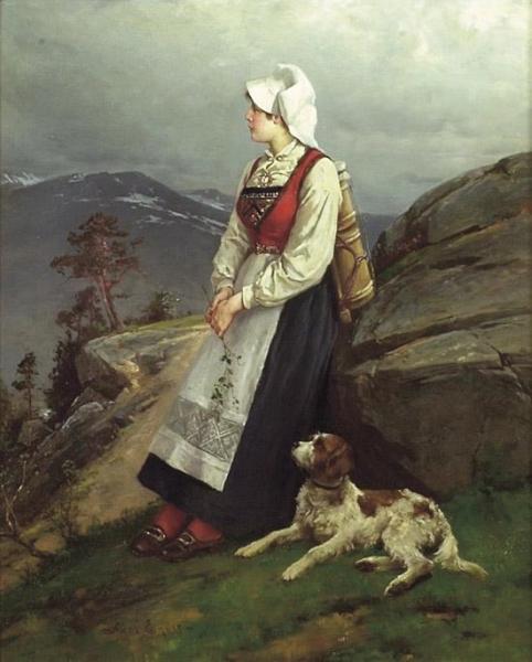 Young Woman With Dog by Axel Hjalmar Ender