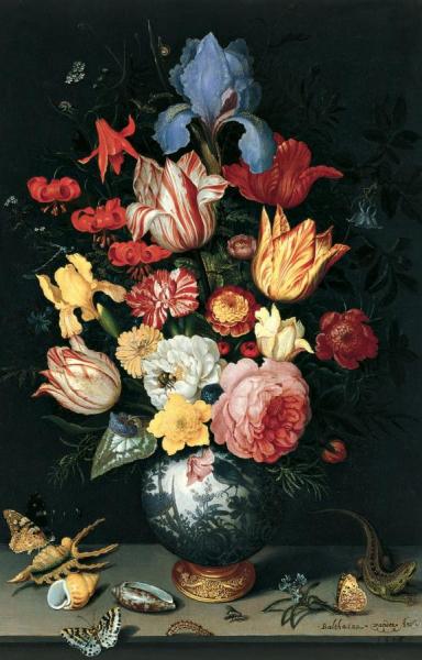 Chinese Vase With Flowers, Shells And Insects by Balthasar Van Der Ast