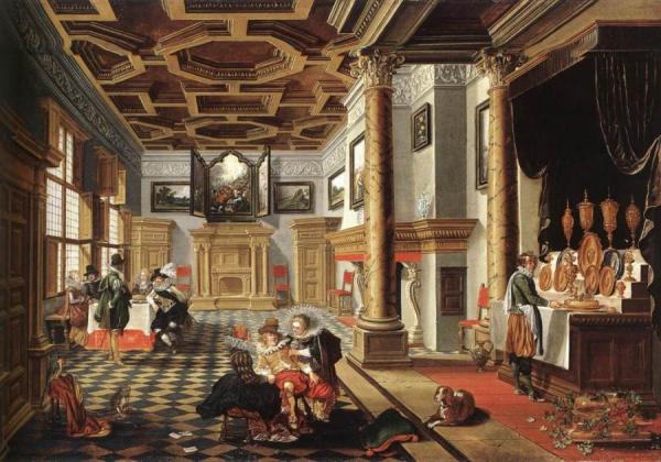 Renaissance Interior With Banqueters by Bartholomeus Van Bassen