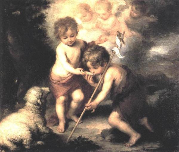 Infant Christ Offering A Drink Of Water To St John by Bartolomé Esteban Murillo