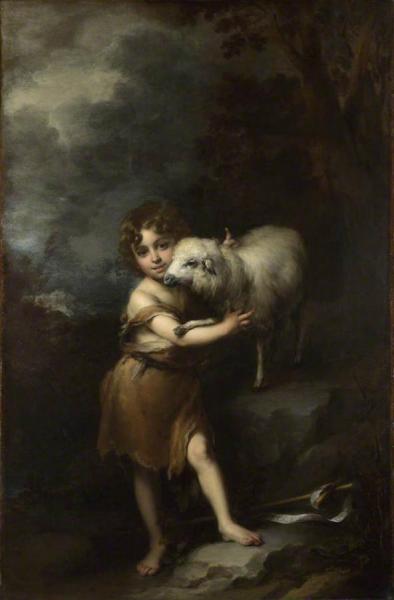 The Infant John The Baptist With A Lamb by Bartolomé Esteban Murillo Oil Painting Reproductions