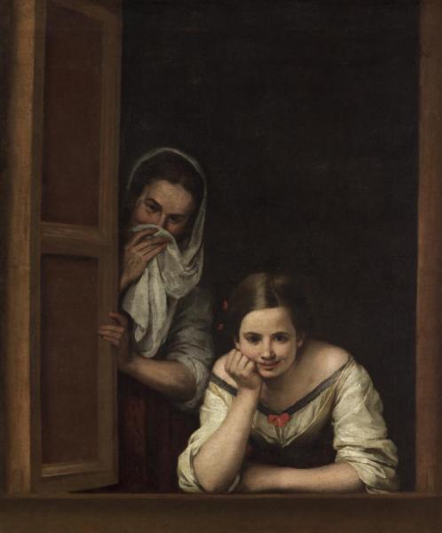 Two Women At A Window by Bartolomé Esteban Murillo Oil Painting Reproductions