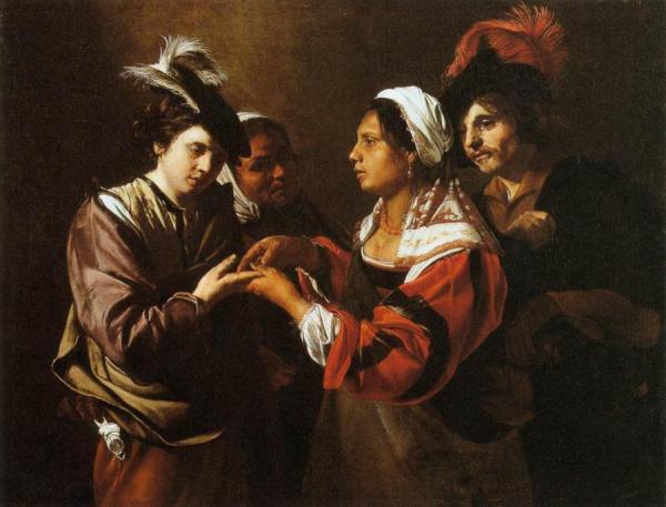 Gypsy Fortune Teller by Bartolomeo Manfredi Oil Painting Reproductions
