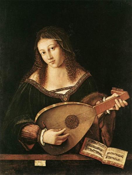 Woman Playing A Lute by Bartolomeo Veneto