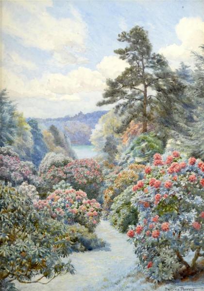 Azaleas In Flower At Trebah, Cornwall by Beatrice E. Parsons