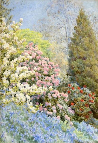 Magnolia, Bluebells And Azaleas by Beatrice E. Parsons