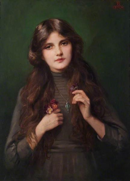 Portrait Of A Girl In A Grey Dress by Beatrice Offor
