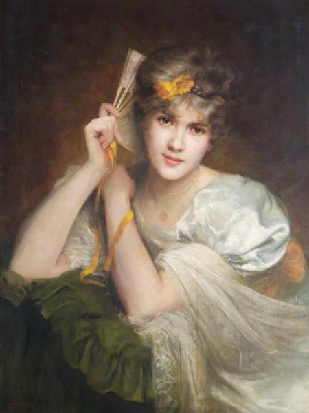 Portrait Of A Woman With A Fan by Beatrice Offor
