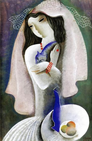 Béla Kádár Bride With Cat