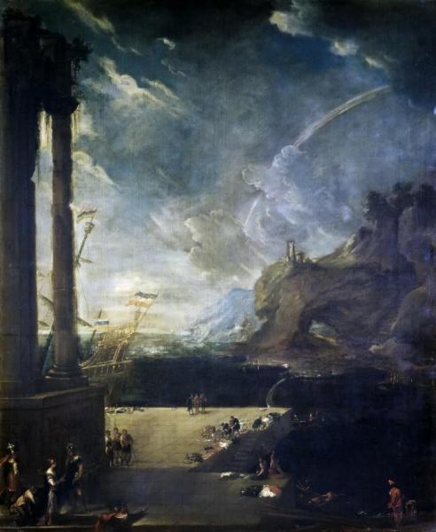 Landscape With Aeneas Leaving The Port Of Carthage by Benito Manuel Aguero