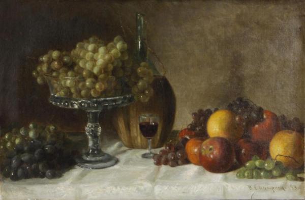 Still Life With Wine And Fruit by Benjamin Champney Oil Painting Reproductions