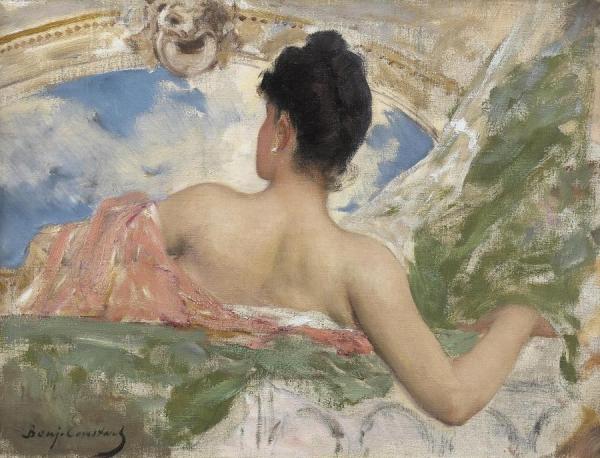 Femme Vue De Dos - Study Of A Ceiling Figure In The OpÉra, Paris by Benjamin Constant