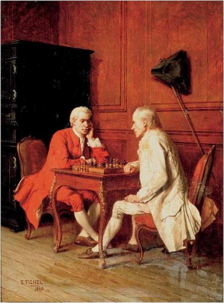 The Chess Game by Benjamin Eugene Fichel Oil Painting Reproductions
