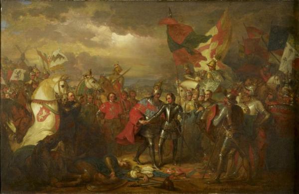 Edward Iii (1312-1377) With The Black Prince (1330-1376) After The Battle Of Crecy (1346) by Benjamin West