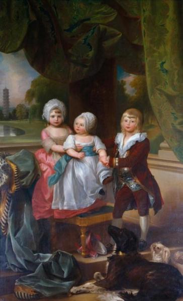 Prince Adolphus, Later Duke Of Cambridge, With Princess Mary And Princess Sophia by Benjamin West