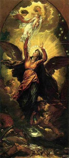 The Woman Clothed With The Sun Fleeth From The Persecution Of The Dragon by Benjamin West