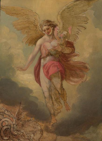 The Woman Clothed With The Sun Fleeth From The Persecution Of The Dragon by Benjamin West