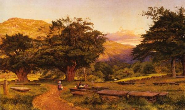 A Welsh Churchyard by Benjamin Williams Leader Oil Painting Reproductions
