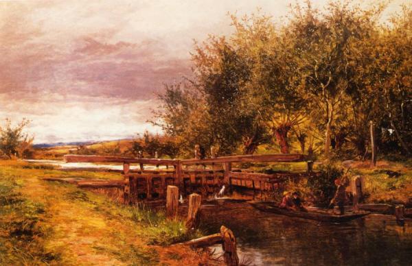 Clive Lock On The Thames by Benjamin Williams Leader