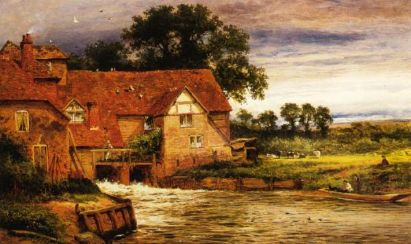 Old Streatley Mill by Benjamin Williams Leader