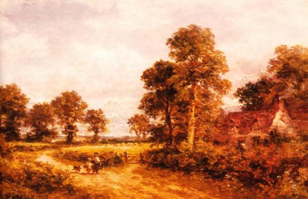 The Lane At Whittington, Worcestershire by Benjamin Williams Leader Oil Painting Reproductions