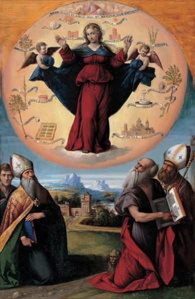Madonna In Glory And Holy Hones by Benvenuto Tisi