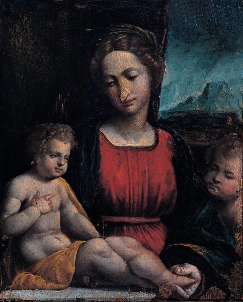 Madonna With The Child And St. John by Benvenuto Tisi