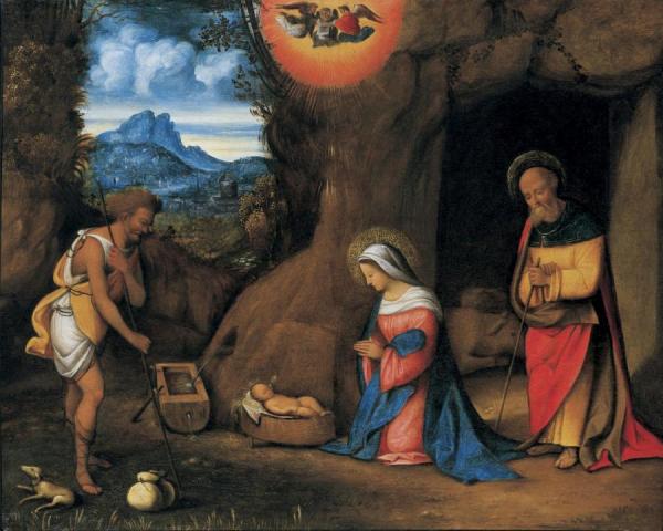 The Adoration With A Shepherd by Benvenuto Tisi