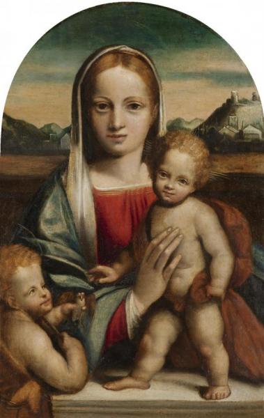 The Madonna And Child With The Infant Saint John The Baptist by Benvenuto Tisi